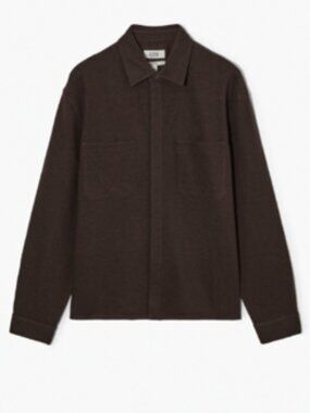 COS Brown Relaxed Fit Wool Button Up Shirt in Large